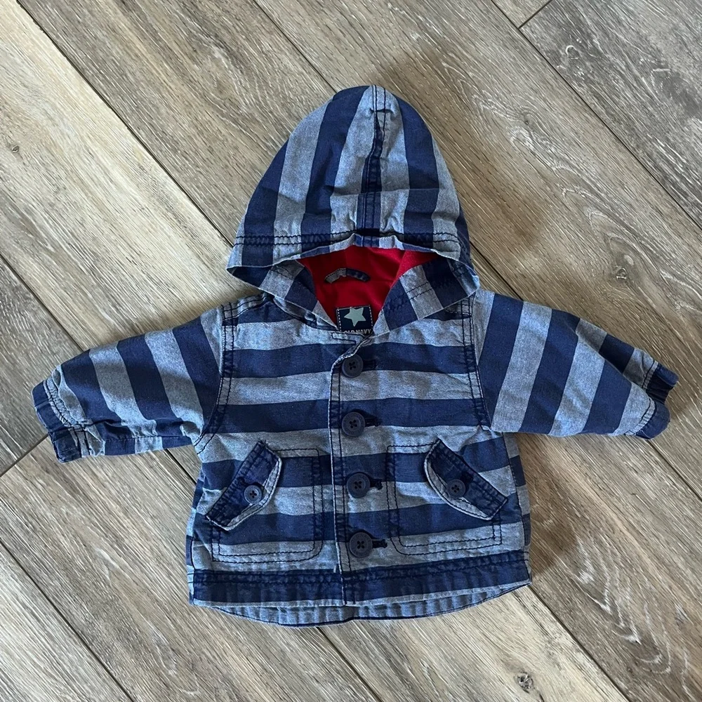 Old Navy Vintage Baby Blue Striped Jacket